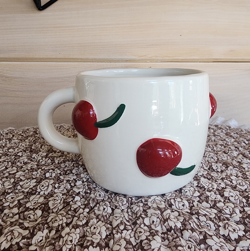 White And Red Cherry Coffee Mug
